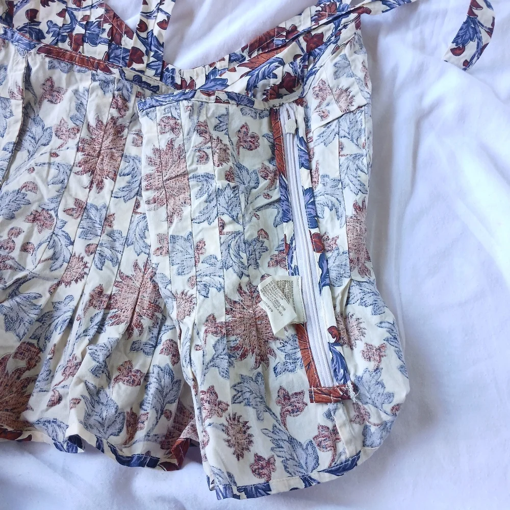 Athropologie Let Me Be Tie-Strap Peplum Floral 100% Cotton Top Womens Size XS - Picture 16 of 16